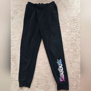 *3/$20 Reebok Kids Black Joggers with Colorful Logo